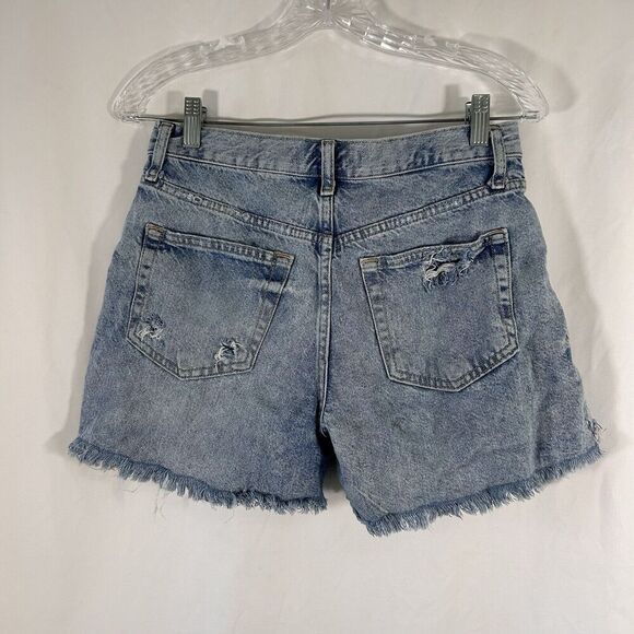 We the Free Cut Off Shorts Womens 26 Light Wash Blue Denim Distressed Button Fly - Picture 7 of 8